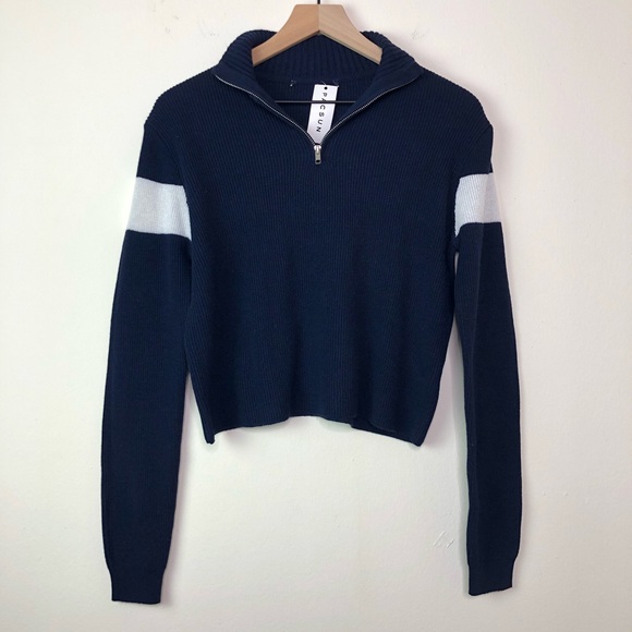 Brandy Melville Sweaters - Brandy Melville Quarter Zip Mock Neck Blue Sweater
